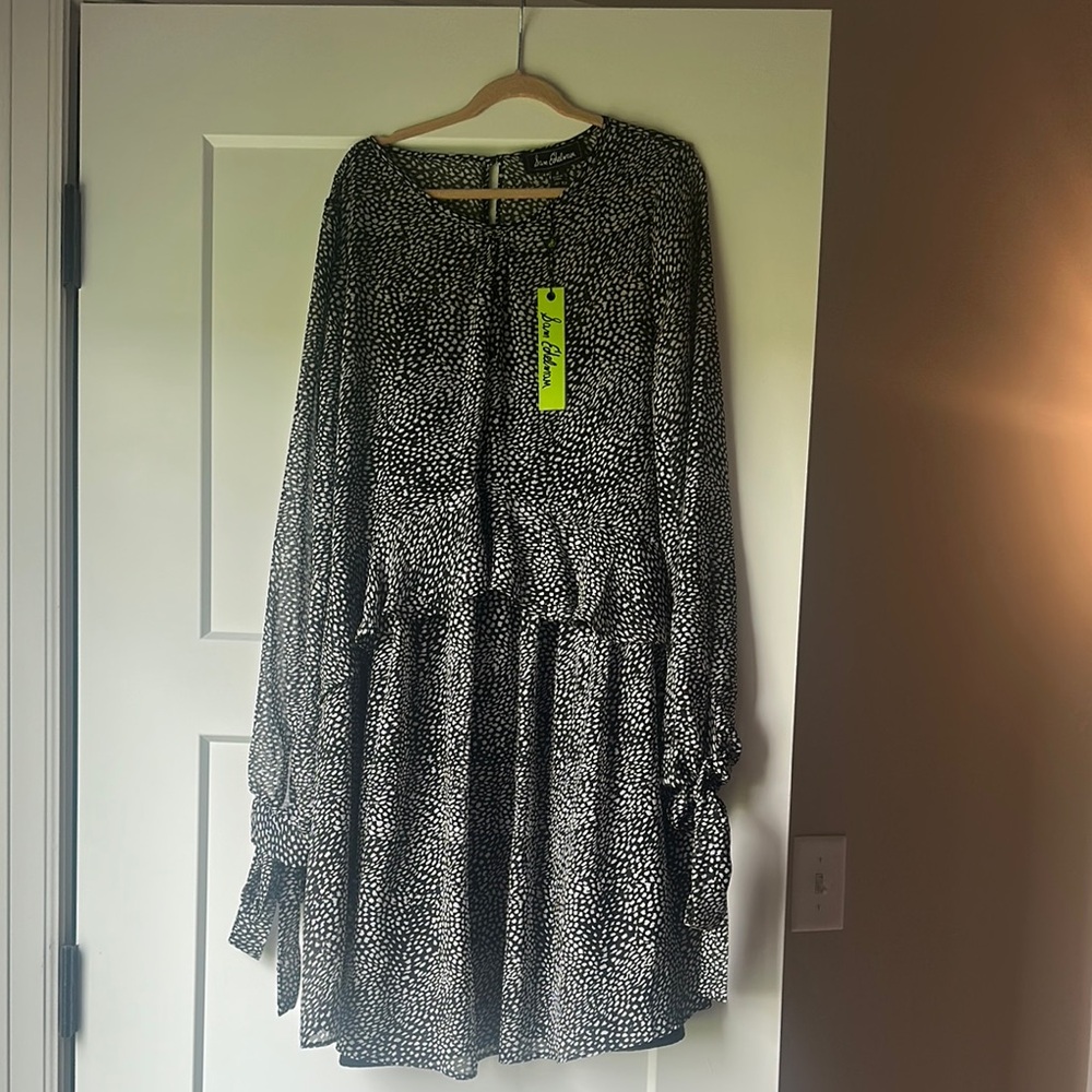 Sam Edelman Silver Black Long Sleeve Dress